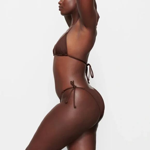 NWT Skims Triangle Bikini Top and Dippy Tie Bottom Cocoa Size XS - Picture 2 of 6